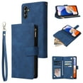 thumbnail image 1 of Dteck Case for Samsung Galaxy A15 5G with Card Slots,Magnetic Closure Leather Zipper Wallet Case Durable Flip Folio Kickstand Full Body Portection Cover Wrist Strap for Galaxy A15,Blue, 1 of 7