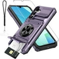 thumbnail image 1 of Dteck Case for Samsung Galaxy A15 with HD Screen Protector & Card Holder & Finger Ring Holder Kickstand,Full Body Rugged Shockproof Protective Phone Cover with Lanyard Strap,Violet, 1 of 8