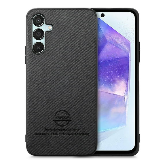 Dteck Case for Samsung Galaxy A15,Slim Premium Canvas Grain PU Leather,Soft TPU Bumper,Non-Slip Anti-Scratch Shock-Absorbent,Protective Phone Cover for Samsung Galaxy A15,Black