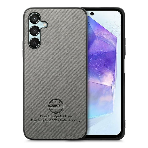Dteck Case for Samsung Galaxy A15,Slim Premium Canvas Grain PU Leather,Soft TPU Bumper,Non-Slip Anti-Scratch Shock-Absorbent,Protective Phone Cover for Samsung Galaxy A15,Gray