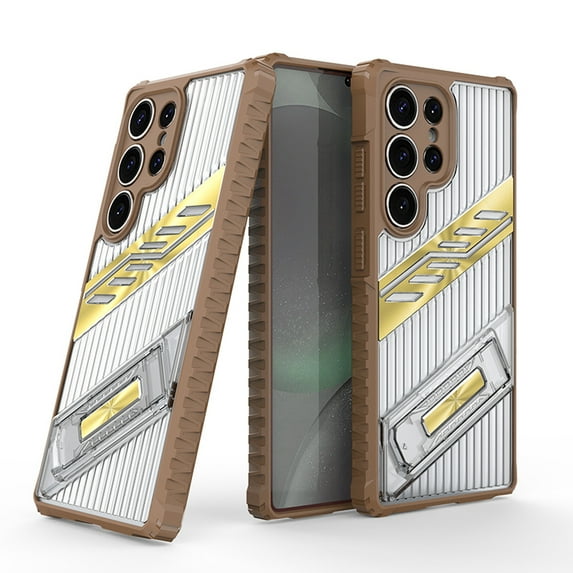 Dteck Case for Samsung Galaxy A16 5G with Built-in Invisible Bracket, Shockproof Anti-Fall Hybrid Non-Slip PC + TPU Dual Layer Protective Cover, Desertgold