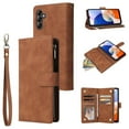 thumbnail image 1 of Dteck Case for Samsung Galaxy A16 5G with Card Slots,Magnetic Closure Leather Zipper Wallet Case Durable Flip Folio Kickstand Full Body Portection Cover Wrist Strap for Galaxy A15,Brown, 1 of 7