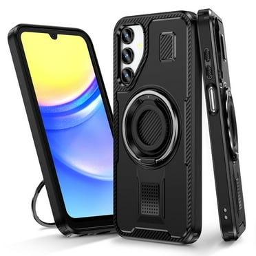 Dteck Case for Samsung Galaxy A24 4G,Shockproof Silicone Case Hybrid PC Ring Holder 360°Rotatable Kickstand Back Cover for Samsung Galaxy A24 4G,Black