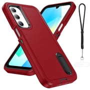 Dteck Case for Samsung Galaxy A26 5G with Built-in Kickstand, Heavy Duty Rugged Shockproof Protective Phone Cover with Lanyard Strap & Phone Tether Tab,Red Black