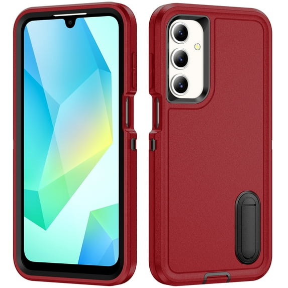 Dteck Case for Samsung Galaxy A26 5G,Shockproof 3-Layer Protection Case Built-in Kickstand Military Grade Protective Cover for Galaxy A26 5G, Red+Black
