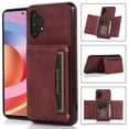 thumbnail image 1 of Dteck Case for Samsung Galaxy A32 5G 6.4-inch,Shockproof Rubber Case Card Holder Wallet Hybrid Leather Kickstand Protective Lightweight Cover for Galaxy A32 5G,Winered, 1 of 6