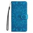 thumbnail image 1 of Dteck Case for Samsung Galaxy A33 5G,Shockproof Embossed Pattern Leather Magnetic Closure Folio Flip Kickstand Card Slots Wallet Phone Cover with Wrist Strap,Blue, 1 of 12