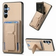 thumbnail image 1 of Dteck Case for Samsung Galaxy A35 5G,Shockproof Carbon Fibre Pattern Leather Case Card Slots Wallet Folding Bracket Stand Cover for Galaxy A35 5G,Khaki, 1 of 7