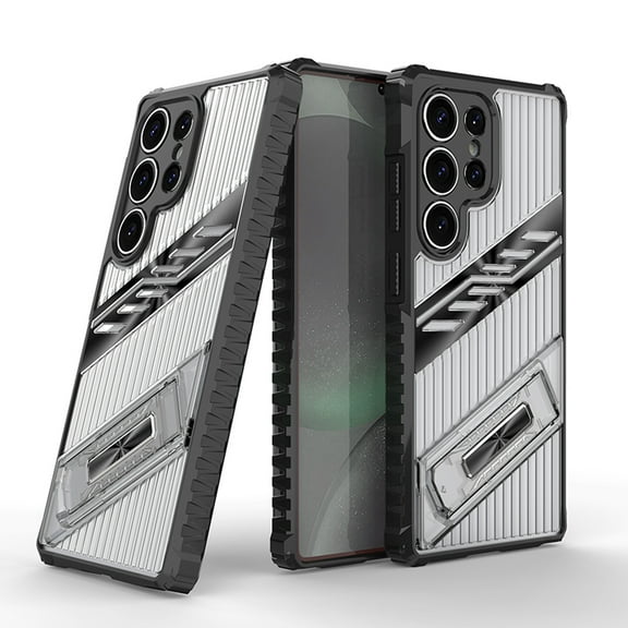 Dteck Case for Samsung Galaxy A36 5G with Built-in Invisible Bracket, Shockproof Anti-Fall Hybrid Non-Slip PC + TPU Dual Layer Protective Cover, Grayblack