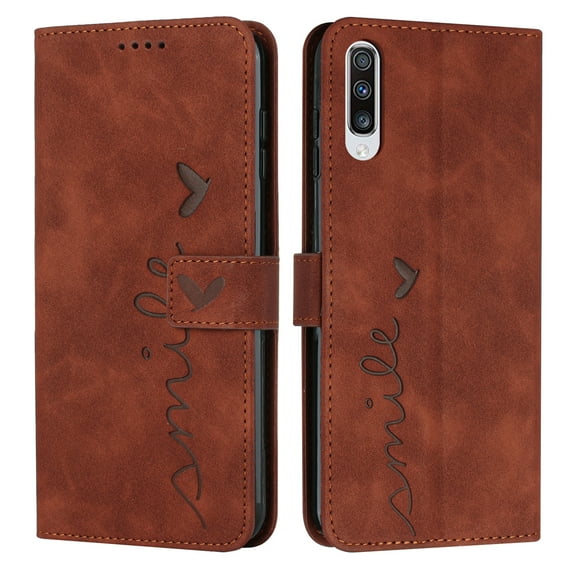 Dteck Case for Samsung Galaxy A50/A50s, Premium PU Leather Shockproof Wrist Strap Folio Flip Stand Magnetic Closure Business Money Pocket Wallet Phone Case Cover for Samsung A50/A50S 6.4", Brown
