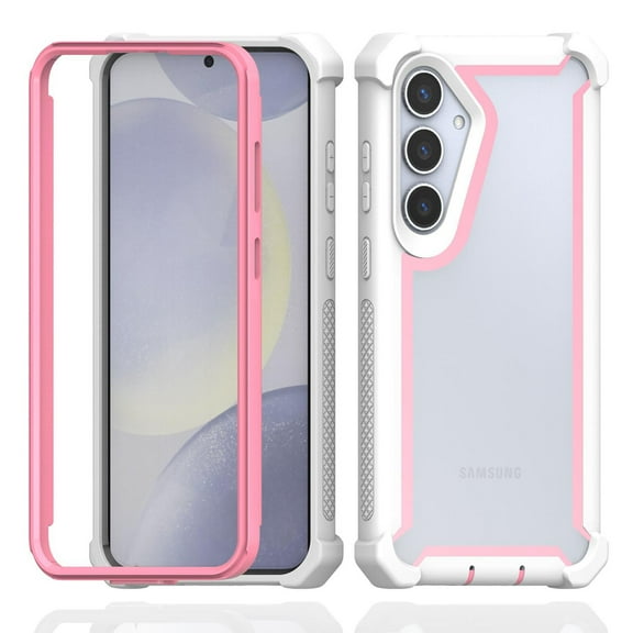 Dteck Case for Samsung Galaxy A51 4G,Shockproof Dual-Layer Protection Silicone+PC Case Heavy Duty Rugged Crystal Clear Back Cover for Samsung Galaxy A51 4G,Pink+White