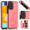 thumbnail image 1 of Dteck Case for Samsung Galaxy A53 5G, Luxury PU Leather Flip Case Magnetic Card Slots Stand Function Embossed Floral Patterned Flower Durable Soft TPU Back Wallet Cover, Pink, 1 of 10