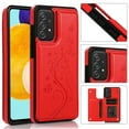 thumbnail image 1 of Dteck Case for Samsung Galaxy A53 5G, Luxury PU Leather Flip Case Magnetic Card Slots Stand Function Embossed Floral Patterned Flower Durable Soft TPU Back Wallet Cover, Red, 1 of 10
