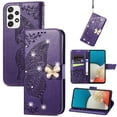 thumbnail image 1 of Dteck Case for Samsung Galaxy A53 5G,Magnetic Leather Card Holder Wallet Case Diamond Glitter Bling Butterfly Patterned Kickstand Flip Shockproof Cover,Purple, 1 of 8