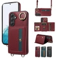 thumbnail image 1 of Dteck Case for Samsung Galaxy A55 Wallet Case, Crossbody Card Holder Purse with Lanyard for Women, 360° Ring Kickstand Magnetic Flip Leather Cover for Galaxy A55 5G,Red, 1 of 11