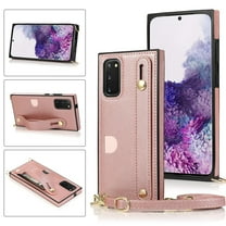 Dteck Case For Samsung Galaxy Note 20(6.7 inches),Luxury PU Leather Adjustable Strap Shockproof Rubber Protective Back Phone Kickstand Cover Note 20 (5G) Case,Rosegold