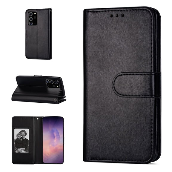 Dteck Case For Samsung Galaxy Note 20 (6.7 inches), Magnetic PU Leather Wallet Strap Case Flip with 9 ID&Credit Card Slots Pocket Stand Protective Phone Cover ,Black