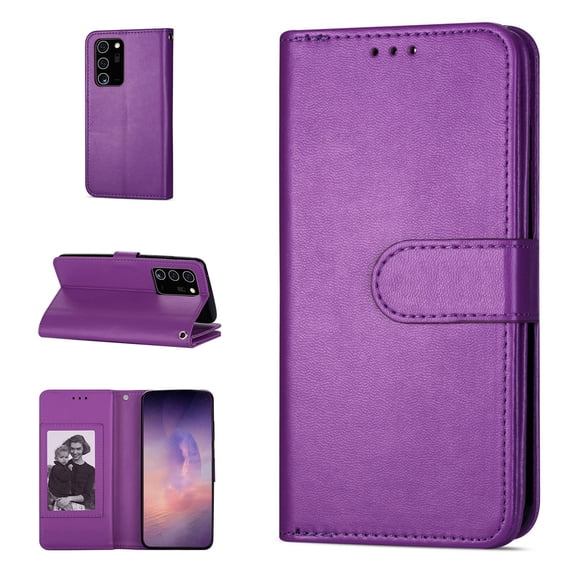 Dteck Case For Samsung Galaxy Note 20 (6.7 inches), Magnetic PU Leather Wallet Strap Case Flip with 9 ID&Credit Card Slots Pocket Stand Protective Phone Cover ,Purple