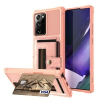 Dteck Case for Samsung Galaxy Note 20 Ultra/Note20 Ultra 5G 6.9-inch ,Shockproof Rubber Card Holder Leather Wallet Back Phone Kickstand Cover,Rosegold