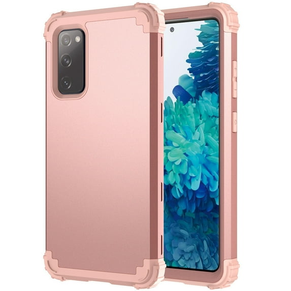 Dteck Case for Samsung Galaxy S20 FE (6.5-inch),Shockproof Rubber 3-Layer Protection Hybrid Hard Back Armor Galaxy S20 Fan Edition 5G Case Cover without Screen Protector,Rosegold