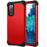 Dteck Case for Samsung Galaxy S20 FE (6.5-inch),Shockproof Rubber 3-Layer Protection Hybrid Hard Back Armor Galaxy S20 Fan Edition 5G Case Cover without Screen Protector,Red