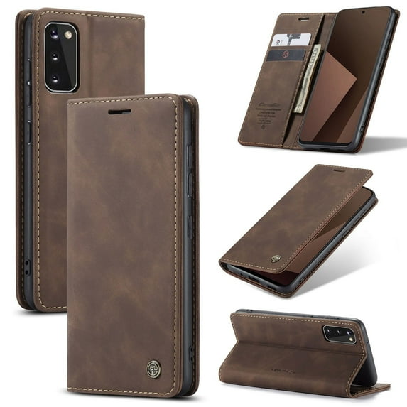 Dteck Case for Samsung Galaxy S20 FE (6.5 inches),Retro Style Wallet Phone Case Stand Credit Card Slot Premium Protective PU Leather Flip Magnetic Galaxy S20 FE 5G Cover,Coffee