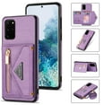 thumbnail image 1 of Dteck Case For Samsung Galaxy S20 FE (Fan Edition) 6.5-inch,Luxury Leather Zipper Card Holder Wallet Cross Body Shoulder Strap Case for Galaxy S20 FE 5G/4G Hybrid Rubber Kickstand Cover,Purple, 1 of 8