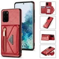 thumbnail image 1 of Dteck Case For Samsung Galaxy S20 FE (Fan Edition) 6.5-inch,Luxury Leather Zipper Card Holder Wallet Cross Body Shoulder Strap Case for Galaxy S20 FE 5G/4G Hybrid Rubber Kickstand Cover,Red, 1 of 8
