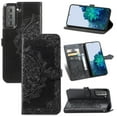 thumbnail image 1 of Dteck Case for Samsung Galaxy S21 6.2-inch,Flower Embossed Patterned Magnetic PU Leather Wallet Card Holder Flip Cover Protective Shockproof Kickstand,Black, 1 of 6