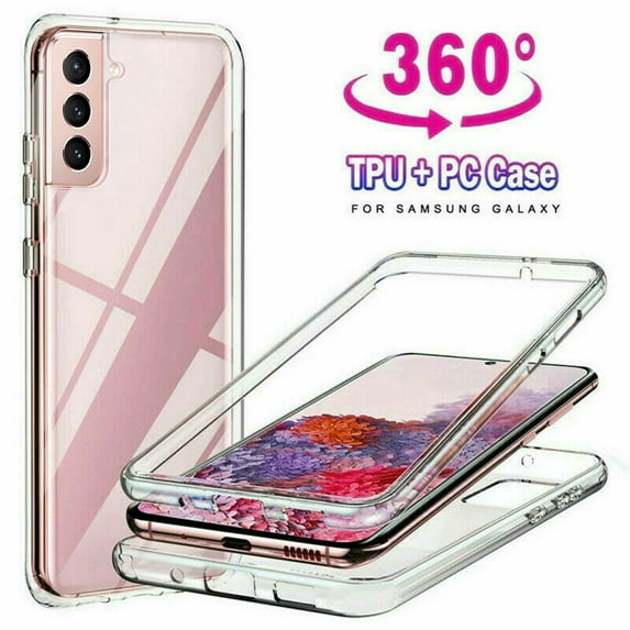Dteck Case For Samsung Galaxy S21 6.2-inch,Hybrid PC Back Case+Front Cover and TPU Full Body Protective Cover Transparent Gel Case Shockproof Anti-Scratch Phone Cover,Clear