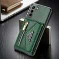 thumbnail image 1 of Dteck Case For Samsung Galaxy S21 6.2-inch,Luxury Leather Zipper Card Holder Wallet Cross Body Shoulder Strap Case for Galaxy S21 5G Shockproof Hybrid Rubber Kickstand Cover,Green, 1 of 8
