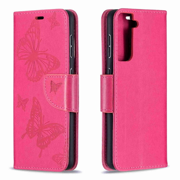 Dteck Case For Samsung Galaxy S21 6.2 inch Premium PU Leather Flip Wallet Case Embossed Full Body Protection Flip Stand Card Holder Magnetic Cover , red