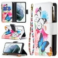 thumbnail image 1 of Dteck Case for Samsung Galaxy S21 FE 5G 6.4-inch,Magnetic Patterned Leather Zipper Card Holder Wallet Flip Case Kickstand Shockproof with Hand Strap Cover ,Butterfly, 1 of 6