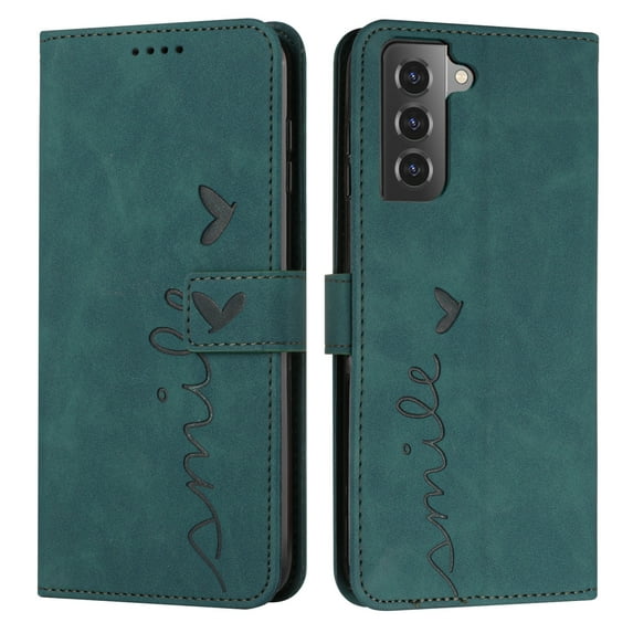 Dteck Case for Samsung Galaxy S21 FE 5G, Premium PU Leather Shockproof Wrist Strap Folio Flip Stand Magnetic Closure Money Pocket Wallet Phone Case Cover for Samsung S21 FE 5G 6.4", Green