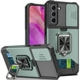 thumbnail image 1 of Dteck Case for Samsung Galaxy S21 FE,Shockproof with 360 Degree Ring Stand & Slide Lens Cover & Support Magnetic Car Mount Case for Galaxy S21 FE 5G,Darkgreen, 1 of 7