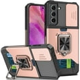 thumbnail image 1 of Dteck Case for Samsung Galaxy S21 FE,Shockproof with 360 Degree Ring Stand & Slide Lens Cover & Support Magnetic Car Mount Case for Galaxy S21 FE 5G,Rosegold, 1 of 7