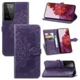 thumbnail image 1 of Dteck Case for Samsung Galaxy S21 Ultra 6.8-inch,Flower Embossed Patterned Magnetic PU Leather Wallet Card Holder Flip Cover Protective Shockproof Kickstand,Purple, 1 of 6