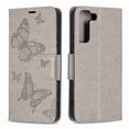 thumbnail image 1 of Dteck Case for Samsung Galaxy S22 Plus 5G, [Kickstand][Wrist Strap][Card Holder Slots] Butterfly Floral Embossed PU Leather Flip Cover for Samsung Galaxy S22 Plus 5G - Gray, 1 of 5