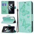 thumbnail image 1 of Dteck Case for Samsung Galaxy S22 Plus 5G, [Kickstand][Wrist Strap][Card Holder Slots] Butterfly Floral Embossed PU Leather Flip Cover for Samsung Galaxy S22 Plus 5G - Green, 1 of 5