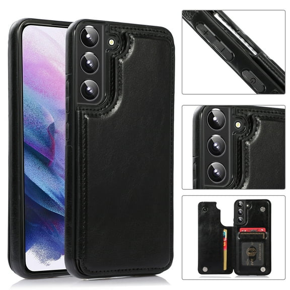 Dteck Case for Samsung Galaxy S22 Plus,Shockproof PU Leather Wallet Case Card Holder Kickstand Flip Magnetic Hybrid Rubber Back Phone Cover for Galaxy S22+ 5G,Black