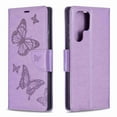 thumbnail image 1 of Dteck Case for Samsung Galaxy S22 Ultra 5G, [Kickstand][Wrist Strap][Card Holder Slots] Butterfly Floral Embossed PU Leather Flip Cover for Samsung Galaxy S22 Ultra 5G - Violet, 1 of 5