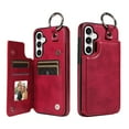 thumbnail image 1 of Dteck Case for Samsung Galaxy S23 FE,Magnetic Clasp Luxury PU Leather Card Slots Stand Durable Shockproof Case Back Wallet Flip Cover with Ring Buckle Cover for Galaxy S23 FE,Red, 1 of 8