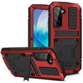 thumbnail image 1 of Dteck Case for Samsung Galaxy S23,Metal Case with Tempered Screen Protector Military Rugged Heavy Duty Silicone Shockproof Full Body Tough Cover for Galaxy S23,Red, 1 of 8