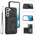 thumbnail image 1 of Dteck Case for Samsung Galaxy S23 Plus,Magnetic Leather Card Slot Wallet Case Shockproof Rubber Kickstand Cover with Wrist Strap for Galaxy S23+,Black, 1 of 6