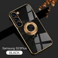 thumbnail image 1 of Dteck Case for Samsung Galaxy S23 Plus,Shockproof Plating Rubber Case with Ring Holder 360° Kickstand Slim Soft Flexible TPU Magnetic Cover for Galaxy S23+,Black, 1 of 8