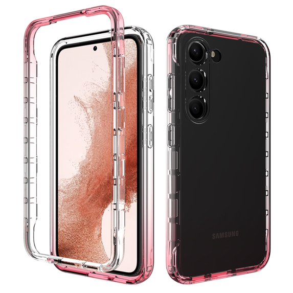 Dteck Case for Samsung Galaxy S23 Plus,Shockproof Rubber Gradient Case Hyrbid PC Bumper Transparent Flexible TPU Back Protective Cover for Galaxy S23+,Red