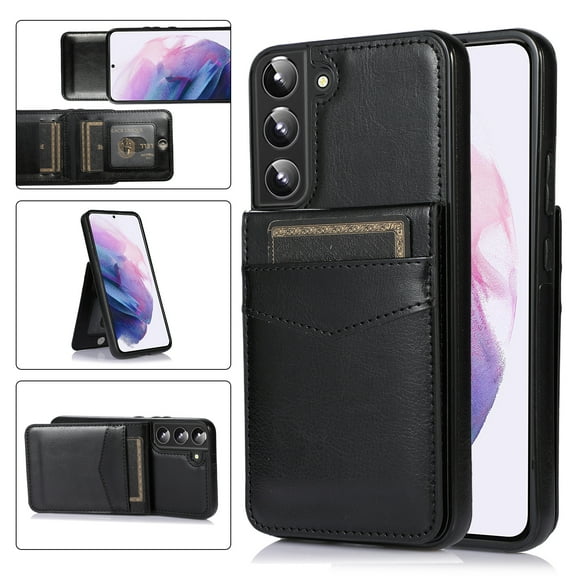 Dteck Case for Samsung Galaxy S23 Plus, Shockproof Wallet Case with Card Holder Faux Leather Kickstand Card Slots Case Magnetic Clasp Durable Cover for Galaxy S23+ 6.6-inch, Black