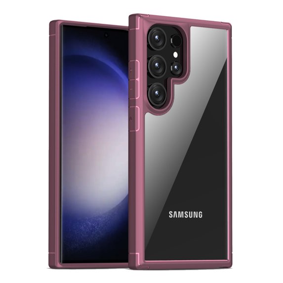 Dteck Case for Samsung Galaxy S24 Ultra 5G, Non-Yellowing Shockproof Bumper Protective Phone Cover, Anti-Scratch Hard PC Clear Back Cover for Samsung Galaxy S24 Ultra,Rose