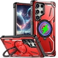 thumbnail image 1 of Dteck Case for Samsung Galaxy S24 Ultra,Magnetic Rubber Compatible with Mag-Safe Case Shockproof Invisible Kickstand Dual Layer Protective Armor Cover,Red, 1 of 8