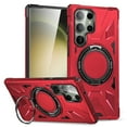 thumbnail image 1 of Dteck Case for Samsung Galaxy S24 Ultra, Shockproof Rubber Case Magnetic Military Grade Drop Armor 360°Rotating Hidden Kickstand Cover for Galaxy S24 Ultra,Red, 1 of 8